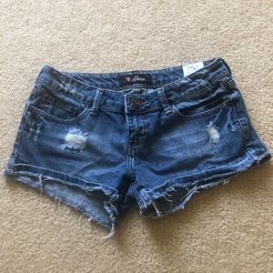 Womens Guess Ripped Jean Shorts Size 26
